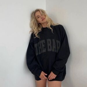 THE BAR Black Varsity Sweatshirt Size XL Gray Logo